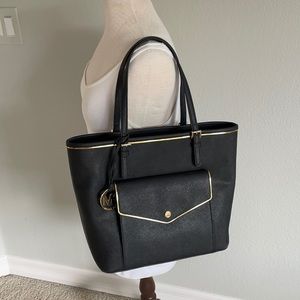 Michael Kors Black Tote w/Gold Trim